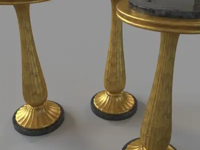 Fluted Side Table Gold Leaf 3D model