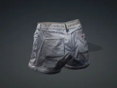 White short pants PBR 4k Low-poly 3D model