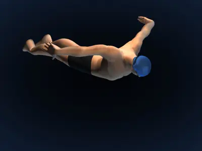 Swimming Man Rigger - Butterfly Low-poly 3D model