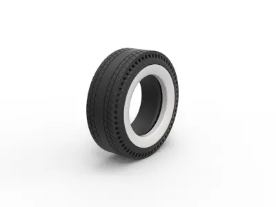 Whitewall rear tire of vintage dragster Version 8 Scale 1 to 25 3D print model