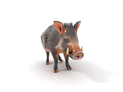 Spotted Boar Creature model pack Low-poly 3D model