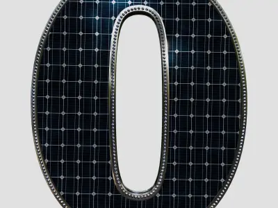 Solar Panel Letter - O 3D model