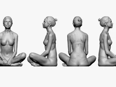 001241 woman in bikini seat yoga pose 3dp 3D print model