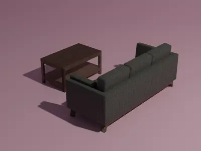 Couch and coffee table set 3D model
