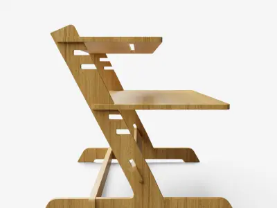 Bamboo Adjustable Sit Monitor Stand 3D model