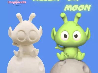 Alien on Moon 3D print model