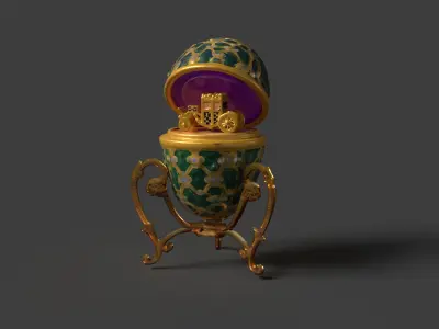 Faberge egg with carriage  Low-poly 3D model