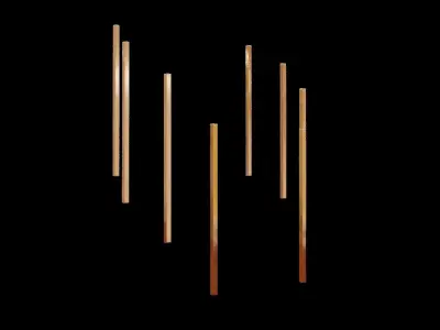 Golden sticks for environment decoration Low-poly 3D model