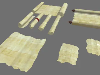 Old Papyrus Parchments Low-poly 3D model