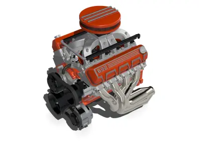 Chev 632 Crate Motor 1000hp with pulleys GM Performance BBC 3D print model