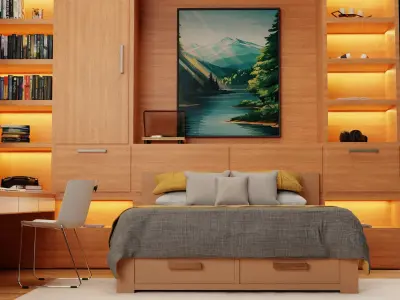 Bedroom isometric 3D model purchase