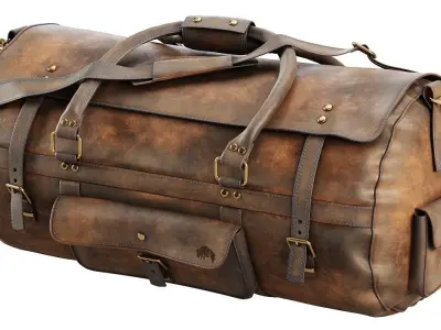 Large Leather Travel Duffle Bag 3D model