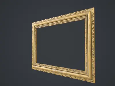 Golden Picture Frames Set Low-poly 3D model