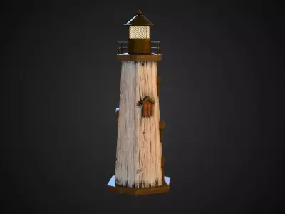 Wooden Lighthouse Decor Low-poly 3D model
