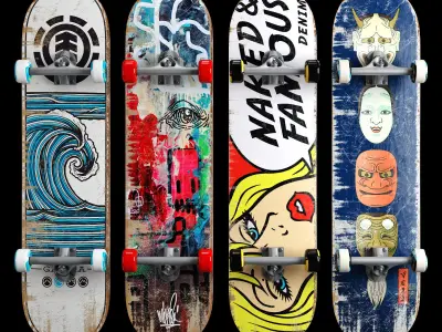 Skateboard set 006 3D model