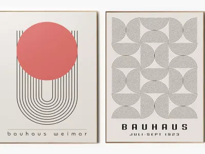 Bauhaus RedSunshine Poster Set 3D model