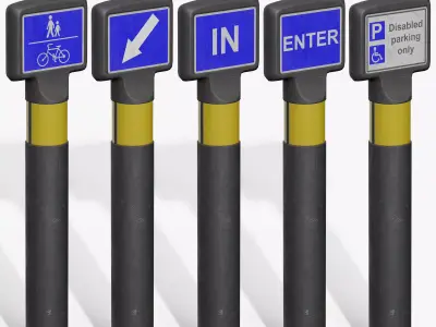 Traffic Bollard D Low-poly 3D model