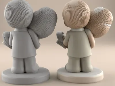 Cute Wedding Couple Bridal Carry 3D Print File STL 3D print model