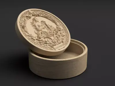 Aquarius Zodiac Round Box  3D Relief Jewelry Box  3D print model