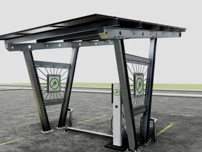 Solar Carport-1 Car Carport-3x3 Panels-Type-1 3D model