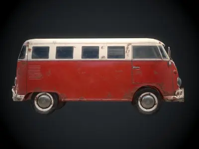 Classic VW Bus for Games Low-poly 3D model