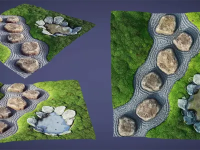 Japanese Zen Garden 07 - Lowpoly - HQ - PBR - 4K Low-poly 3D model