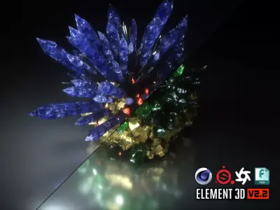 Crystal Formation Low-poly 3D model