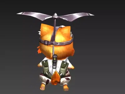 flying cat Low-poly 3D model