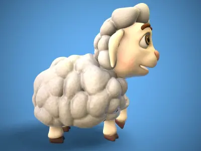 cartoon little sheep Low-poly 3D model
