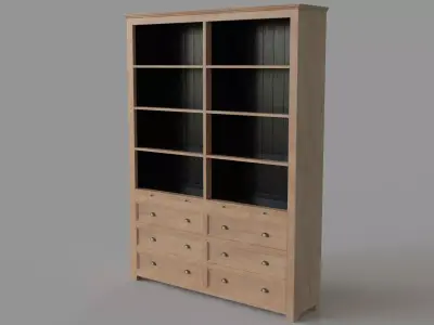 Wright Library Bookshelf White Wash 3D model