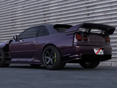 Nissan GTR R34 Tuning - High-Quality 3D Model with Scene  3D model