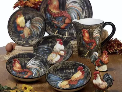 Frisina Gilded Rooster Pasta Bowl Set Free 3D model