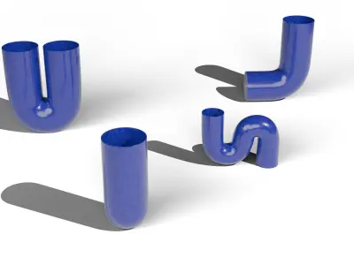 Tube vase collection Low-poly 3D model