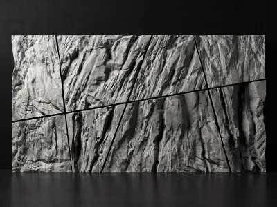 Stone rock wall splinter slab n2 3D model