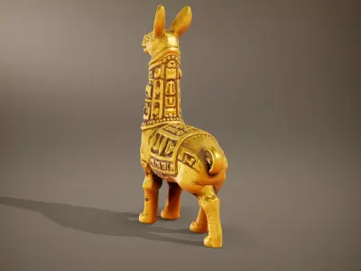 Golden Llama Sculpture model pack Low-poly 3D model