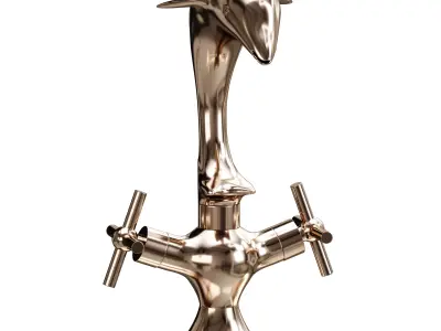 Chrome Dolphin Faucet Single Hole Widespread Plate 3D model