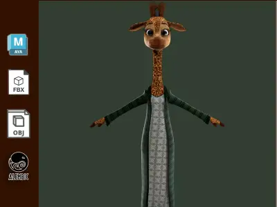  Cartoon Giraffe NoRig 3D model
