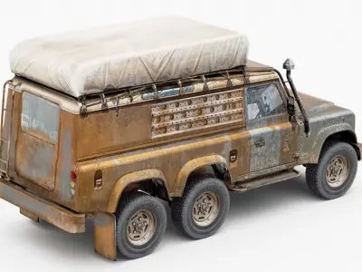 old Off-road 6x6 SUV 3d model Low-poly 3D model