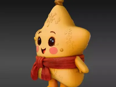 Cute Christmas Star Buddy Kawaii Holiday Ornament 3D Model Low-poly 3D model