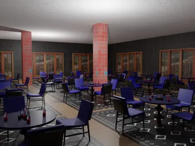 Coffee Shop Low-poly 3D model