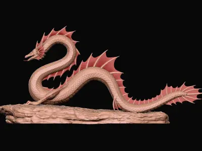 Ancient Sea Dragon above a Rock with Zbrush Project File 3D model