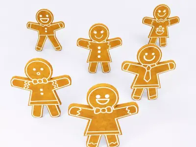 Gingerbread cookies 3d model  Low-poly 3D model