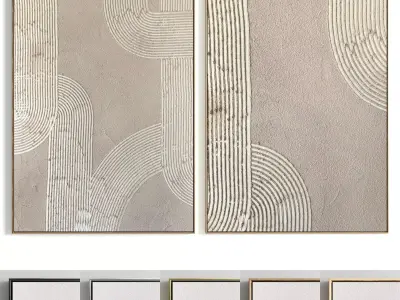 Plaster Two Photo Frame 243 Low-poly 3D model