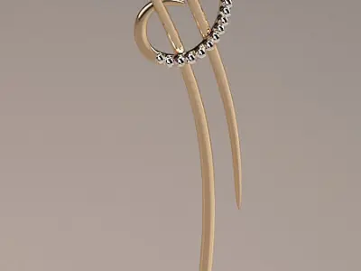 gold earrings model with diamond 3D print model