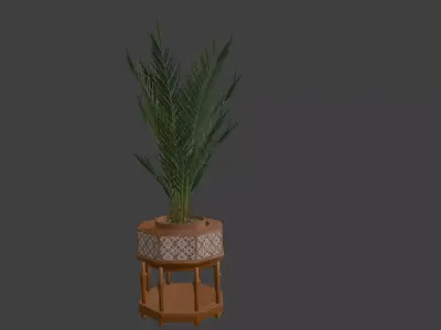 Palm wooden pot Titanic era 3D model