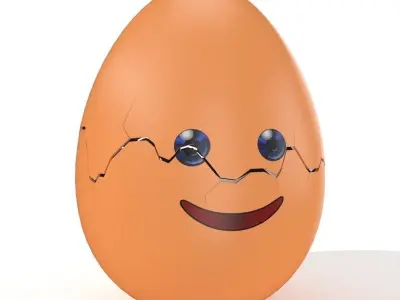 Egg Cracked Emoji N008 Low-poly 3D model