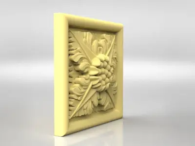 Rosette ornately carved wall plaque 3D print model