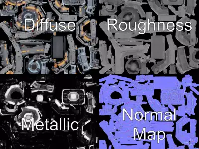 Futuristic SciFi Engine Reactor model pack Low-poly 3D model