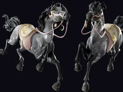 Carousel Horse Sculpture model grey 3D model