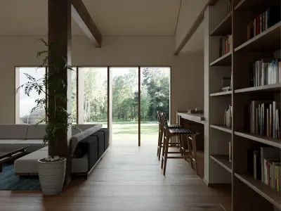 modern living room dining room interior scenes 46 3D model